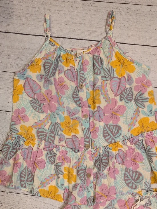 Cat & Jack Girls Floral Tank and Shorts Set - Yellow, Pink, Gray, Blue - Picture 2 of 13